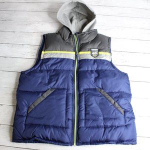 Extreme Boy's Jacket Vest Youth Size 14 16 Navy Blue Gray Hoodie Puffer